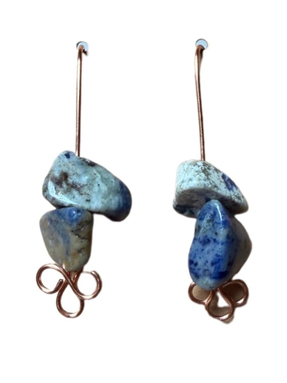 Sodalite and copper earrings handmade